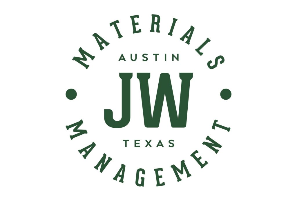 jw materials management construction logo design by left hand design in austin texas