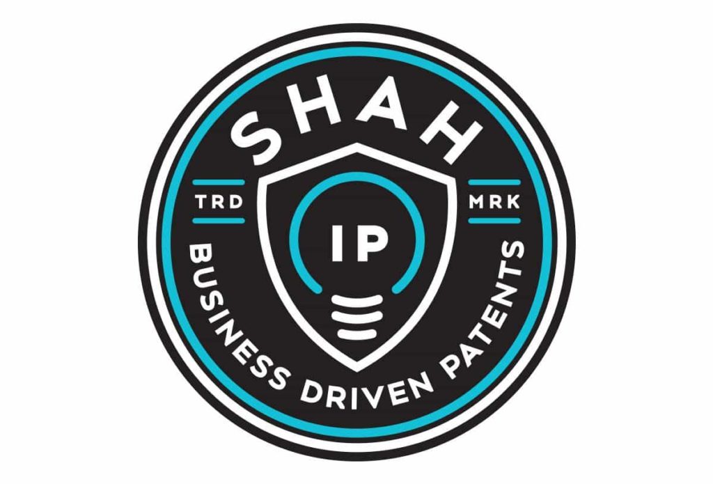 shah ip patent attorney law firm logo design in austin texas by beau morrow for left hand design