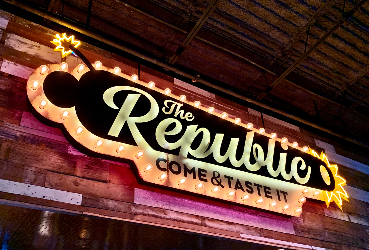 republic kitchen + bar custom neon sign design by beau morrow for left hand design in austin texas