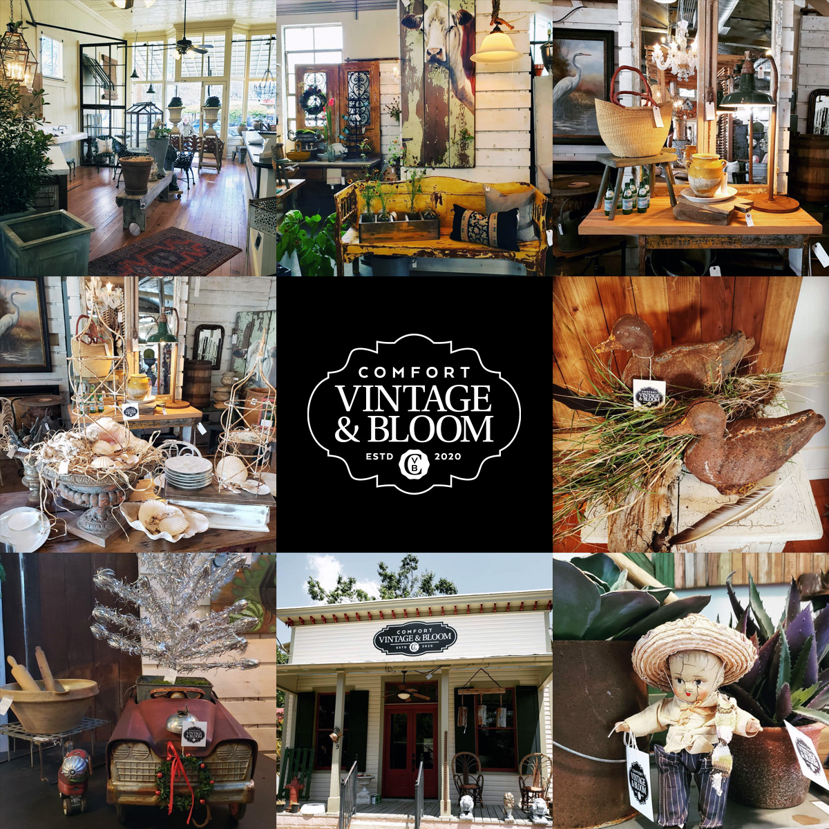 Comfort Vintage & Bloom logo design by beau morrow for left hand design in austin texas