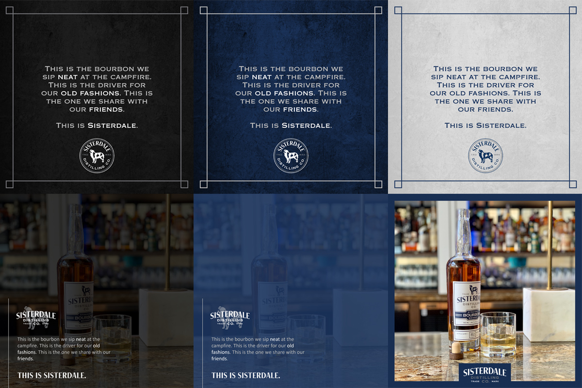 Sisterdale Distilling Co bourbon instagram package design by beau morrow for left hand design in austin texas