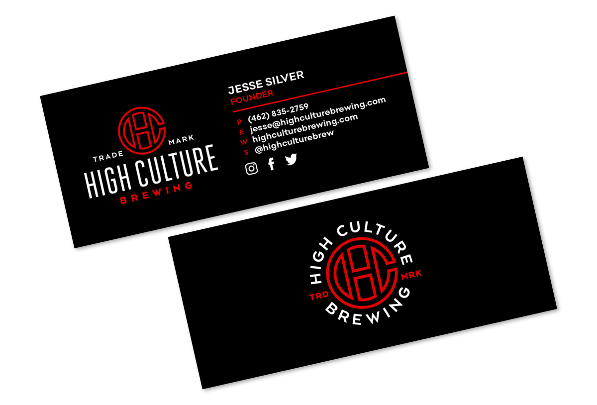 high culture brewing kombucha biz card design by beau morrow for left hand design in austin texas