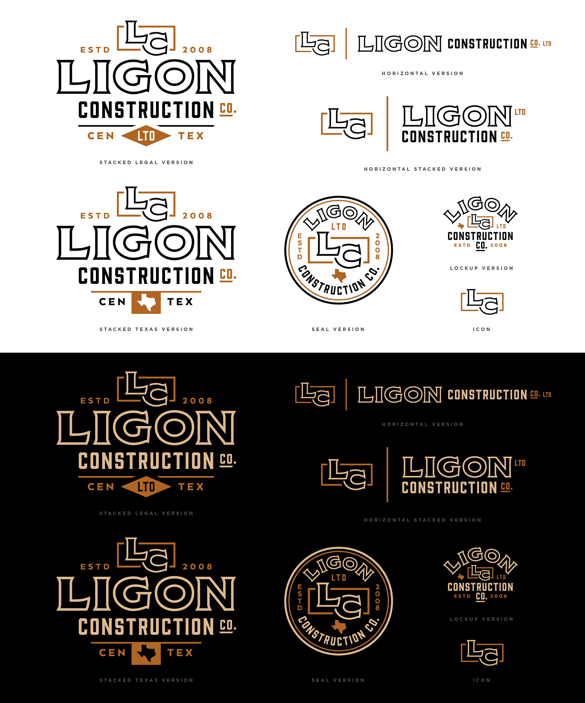 ligon construction logo design by beau morrow for left hand design in austin texas