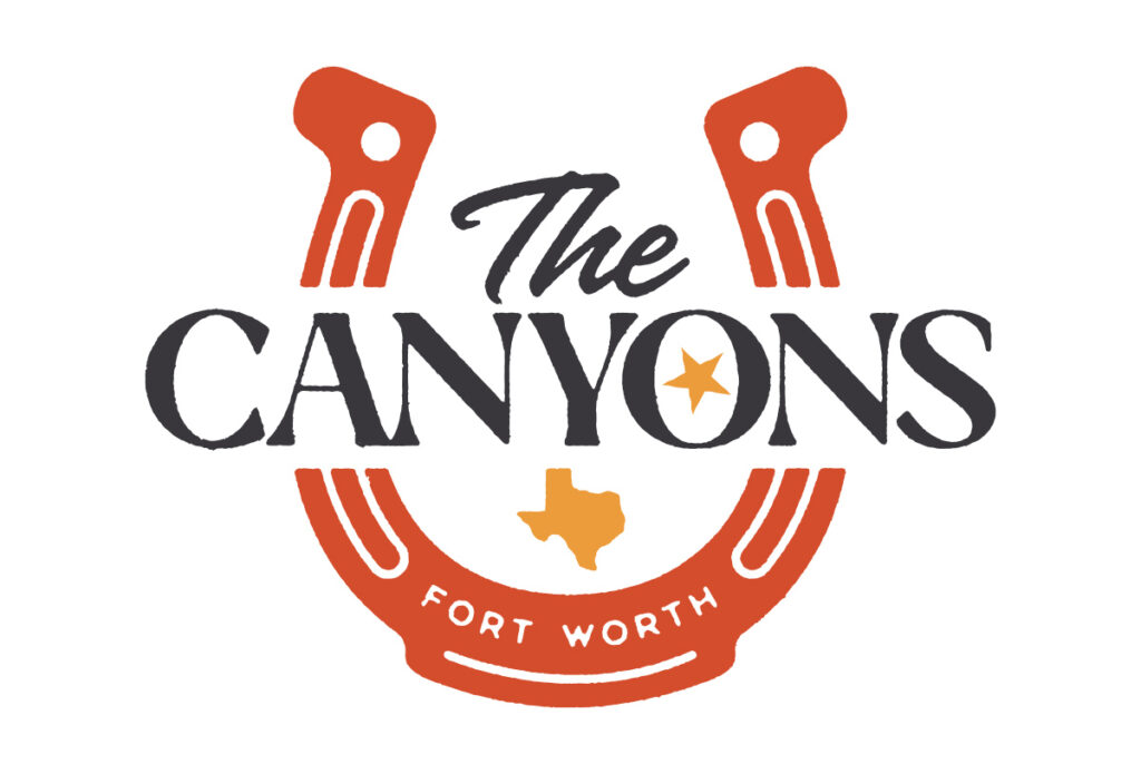 the canyons apartment complex logo design by beau morrow for left hand design in austin texas